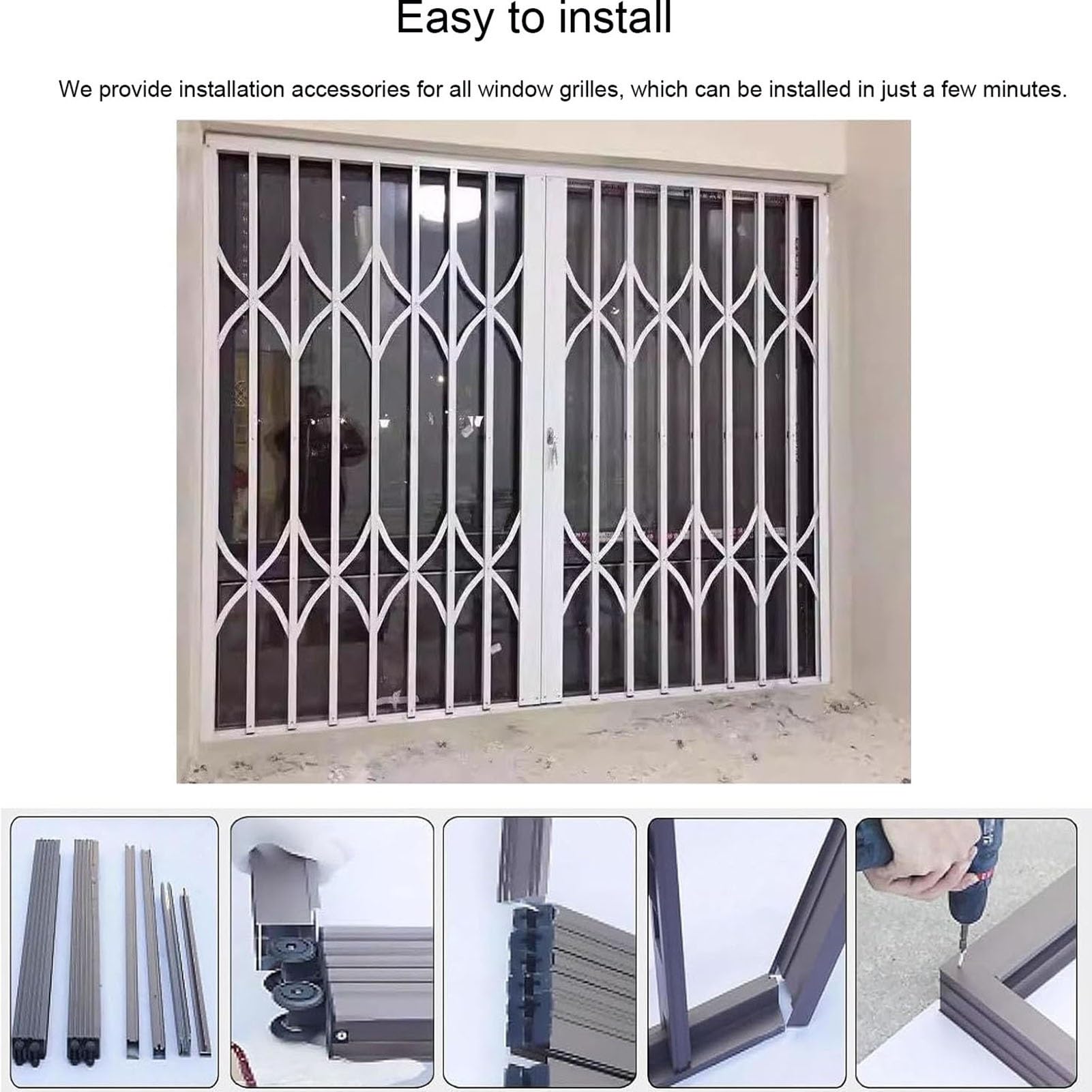 Garde-corps de fenêtre antivol rétractable avec serrure à clé, cadre en acier inoxydable, panneau coulissant invisible pour la sécurité, filet pliable d'extérieur pour chambre à coucher (70 x 100 cm)