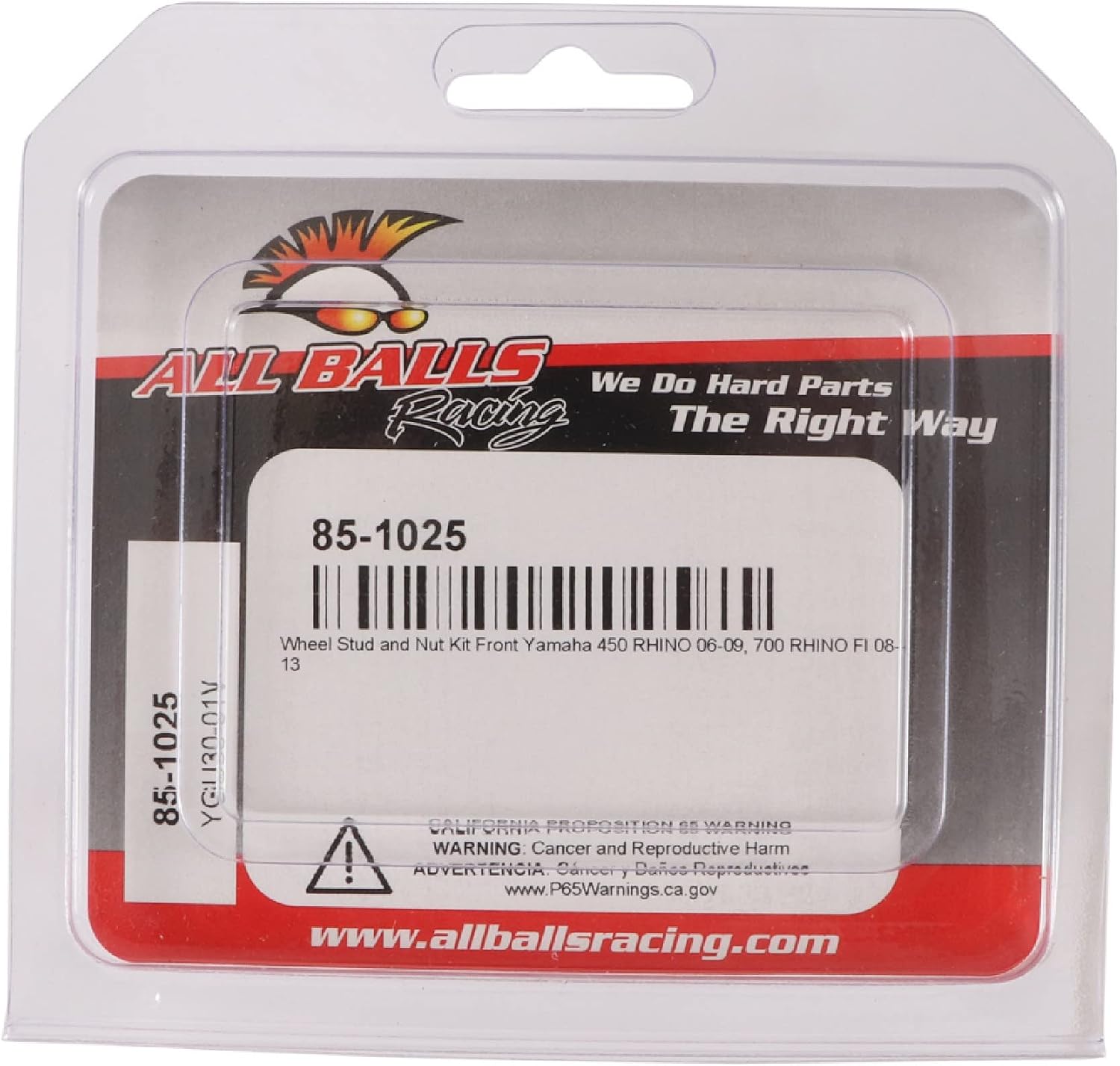 All Balls Racing Wheel Stud and Nut Kit 85-1025 Compatible with/Replacement for Yamaha 450 Rhino 2006-2009, 700 Rhino FI 2008-2013