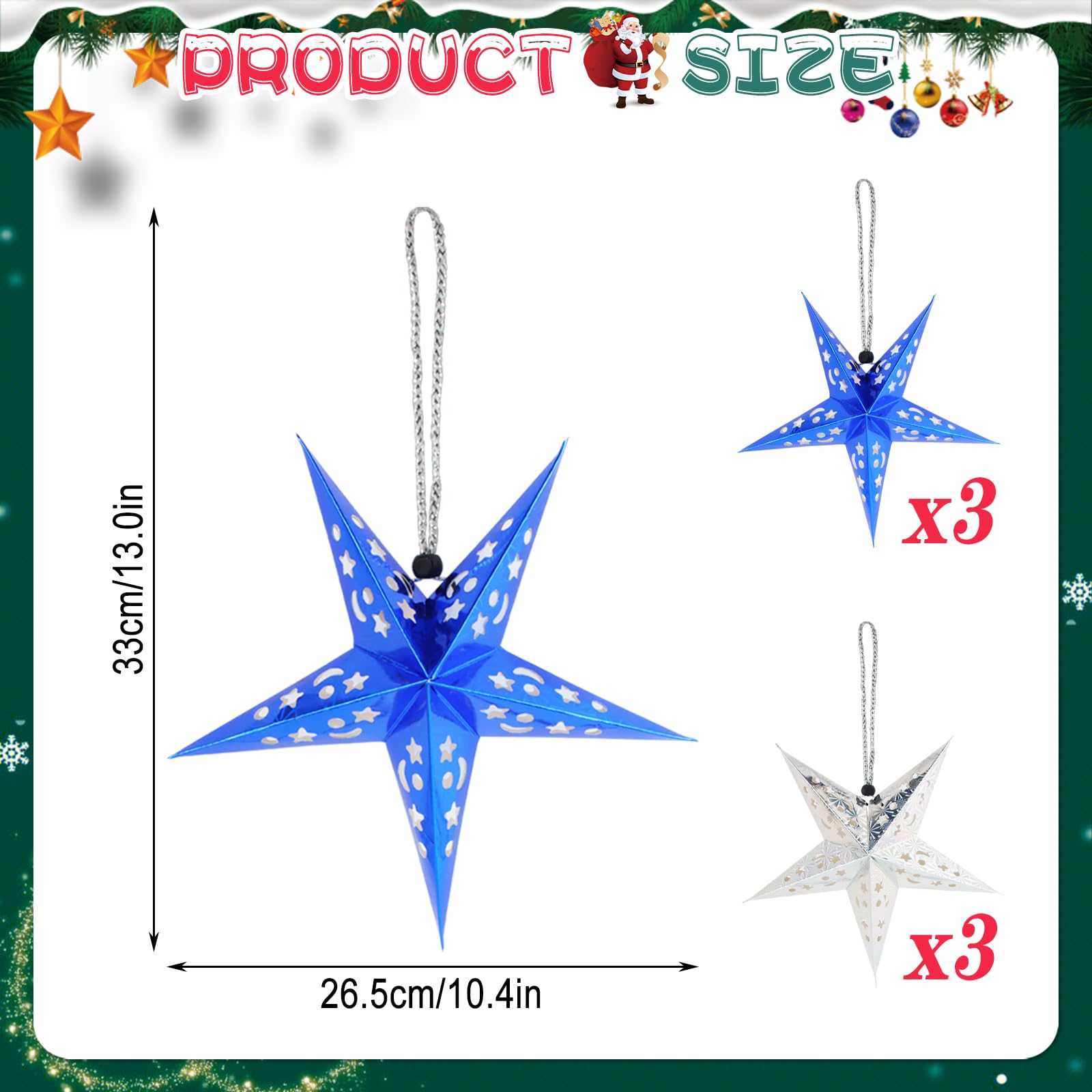 6 Faltbare Papiersterne (Ø 30 Cm) – Rot & Grün, Für Weihnachtsdeko, Als Lampenschirm Oder Party-Deko