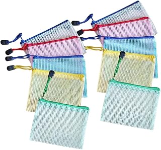 10 Pcs B8 Size Plastic Mesh Zipper Bags Zip File Folder Waterproof Document Wallets Folder File Storage Pouches Office Stationery Supplies Folders for School