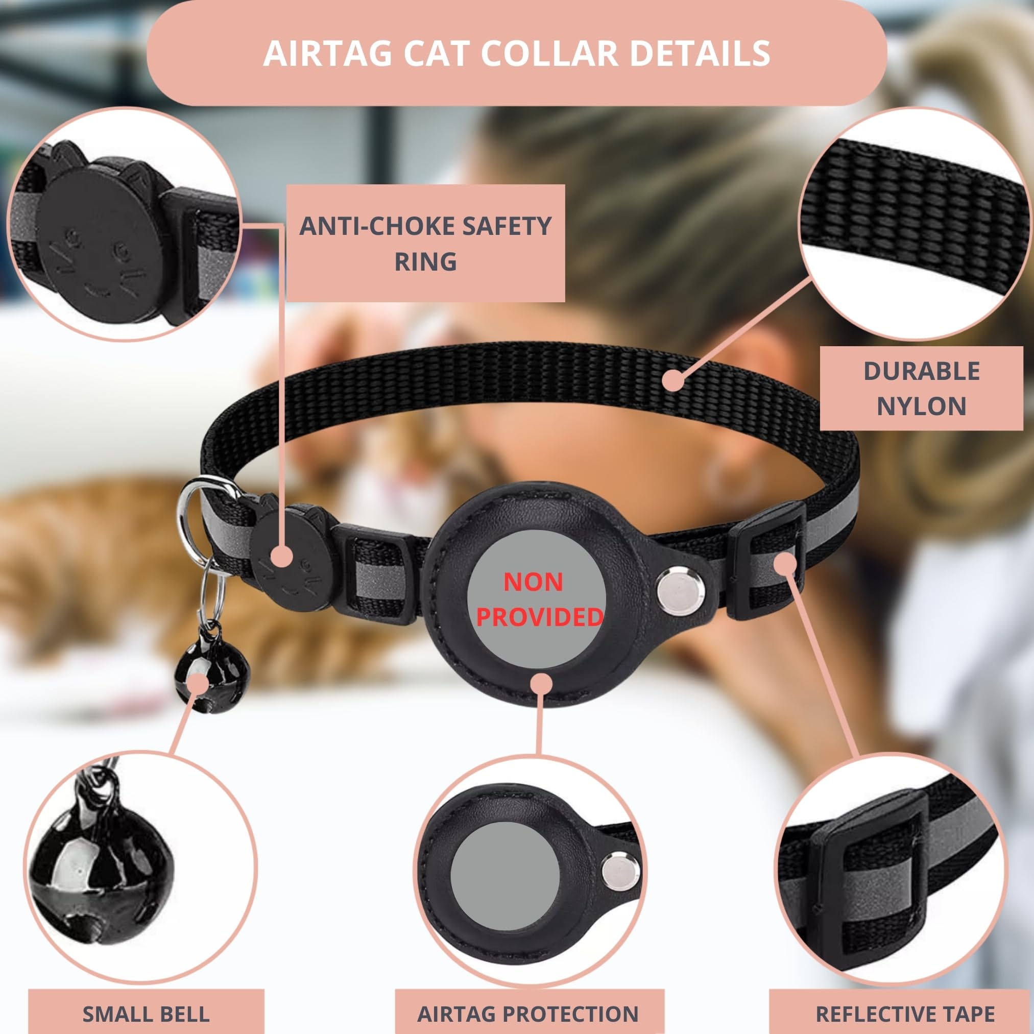Cat Collar, Cat Accessories Compatible with Apple airtag - Image 3