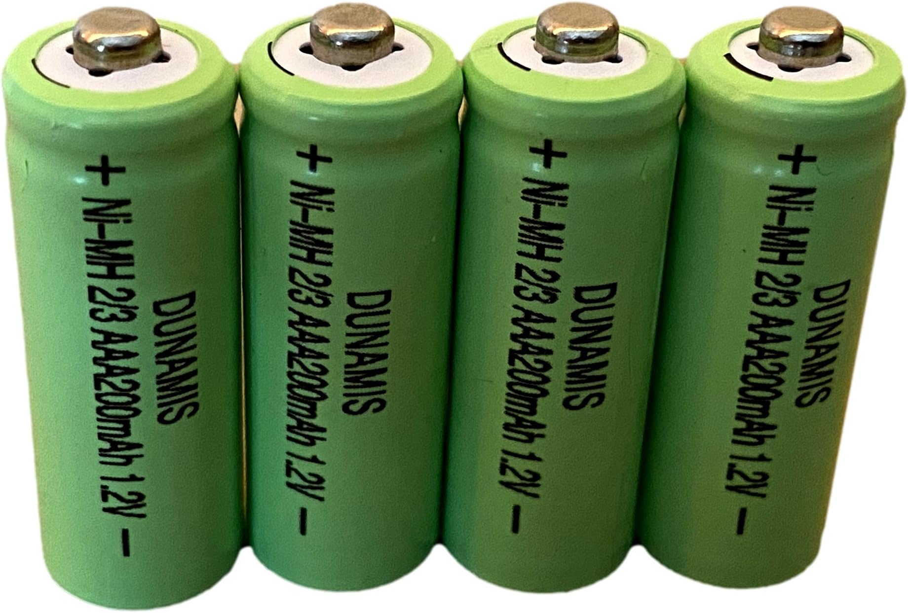 Dunamis 4pk Rechargeable Solar Light Batteries 1.2v NiMH 2/3AAA 200mAh - ** 2/3 AAA Size ** For Garden Solar Lights…*** THESE ARE NOT STANDARD AAA SIZE BUT "TWO THIRDS" OR 2/3AAA SIZE ***