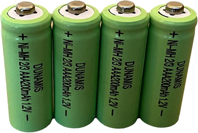Dunamis 4pk AA Rechargeable Solar Light Batteries 1.2v NiMH 2/3AAA 200mAh - ** 2/3 AAA Size ** For Garden Solar Lights*** THESE ARE NOT STANDARD AAA SIZE BUT"TWO THIRDS" AAA OR 2/3 AAA SIZE ***