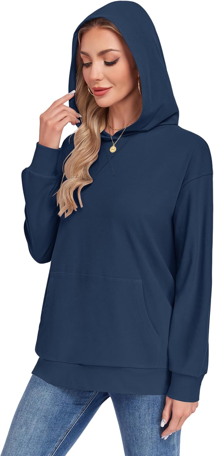 AUSELILY Women's Crewneck Hoodies Oversized Sweatshirt Long Sleeve Pullover Sweatshirts with Pockets X Decoration 2026 - Image 3