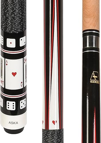 ASKA Tarjetas de póquer y dados de billar taco de billar, 58 pulgadas de arce canadiense Hard Rock, punta dura