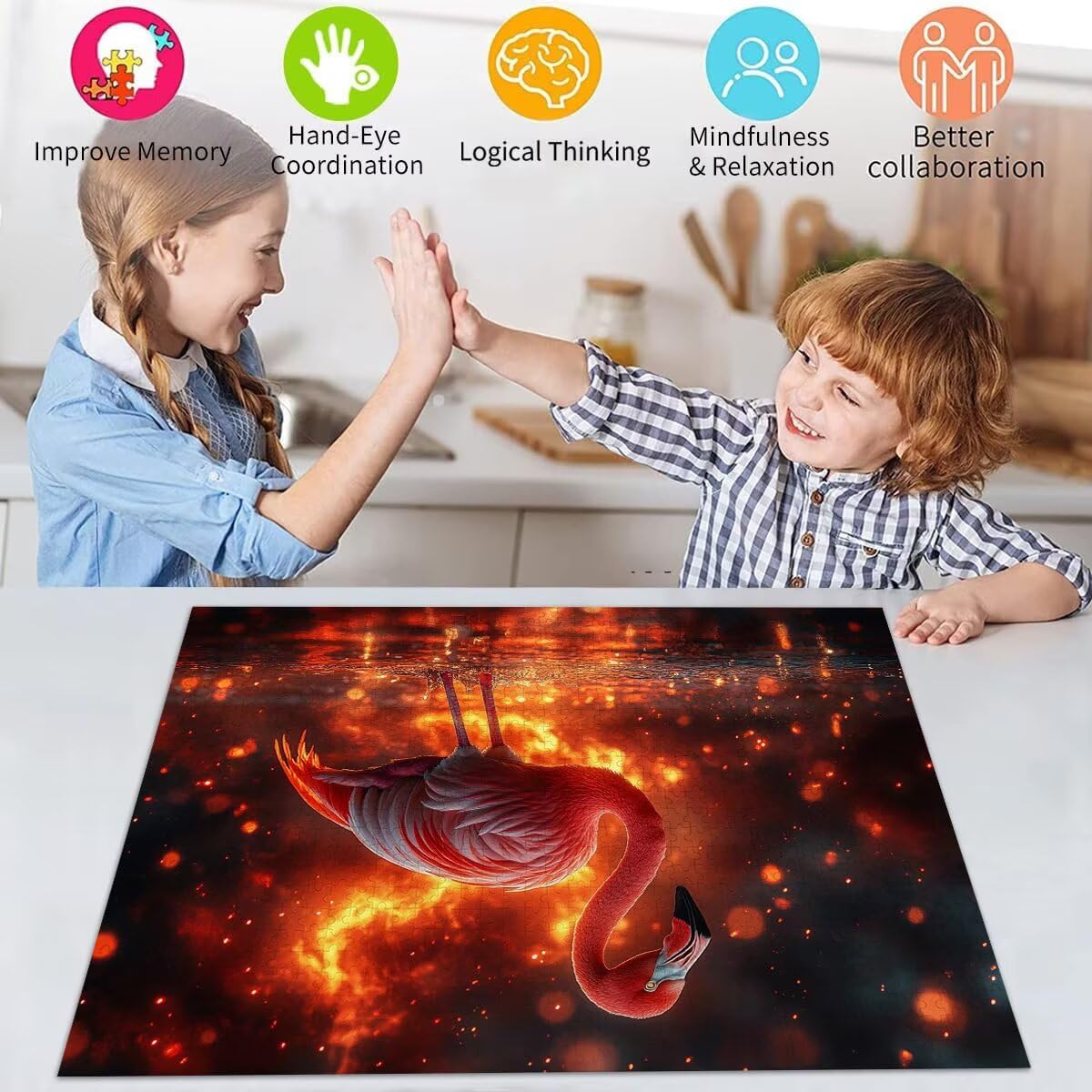 Flamingo Puzzle für Erwachsene Kinder Anspruchsvoll 2000 Teile Impossible Klassische Puzzles Schwer Tier ab 8 9 10 Jahre Mädchen Jungen Jigsaw Kunst Educa, für Dekoration und Geschenke 70x99cm t-367