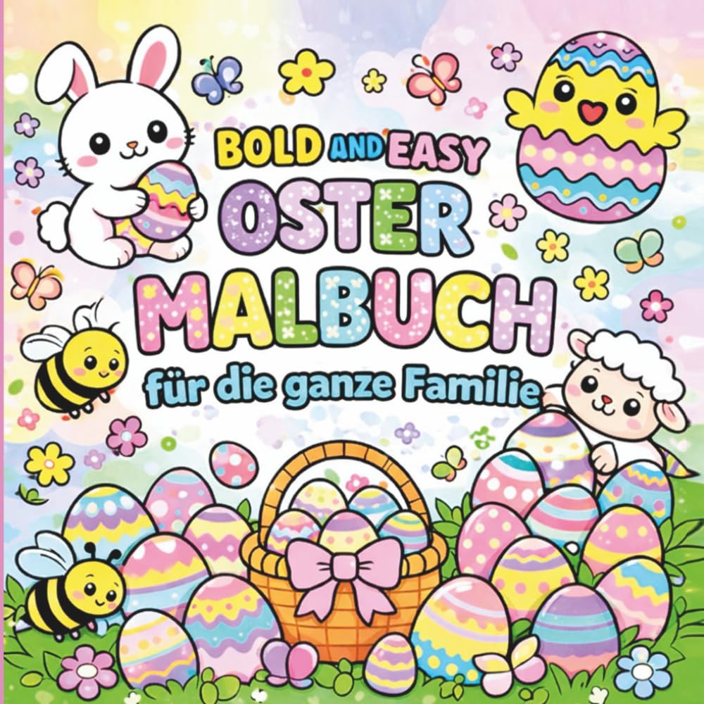 Ostermalbuch für die ganze Familie - Bold and Easy: Große, einfache Motive: Osterhasen, Eier, Küken & Blumen – ideal als Ostergeschenk