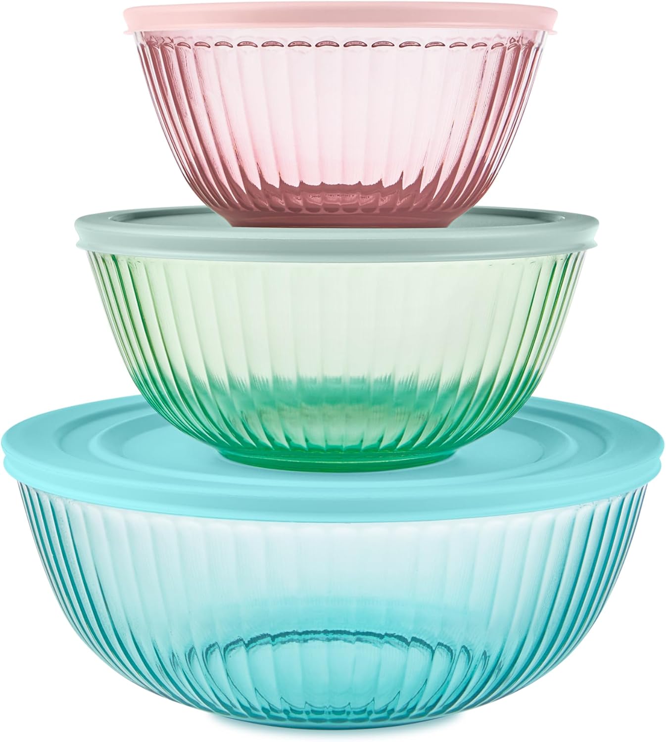 Pyrex Colors Tinted Glass Mixing Bowls with Lids (3-Pack)