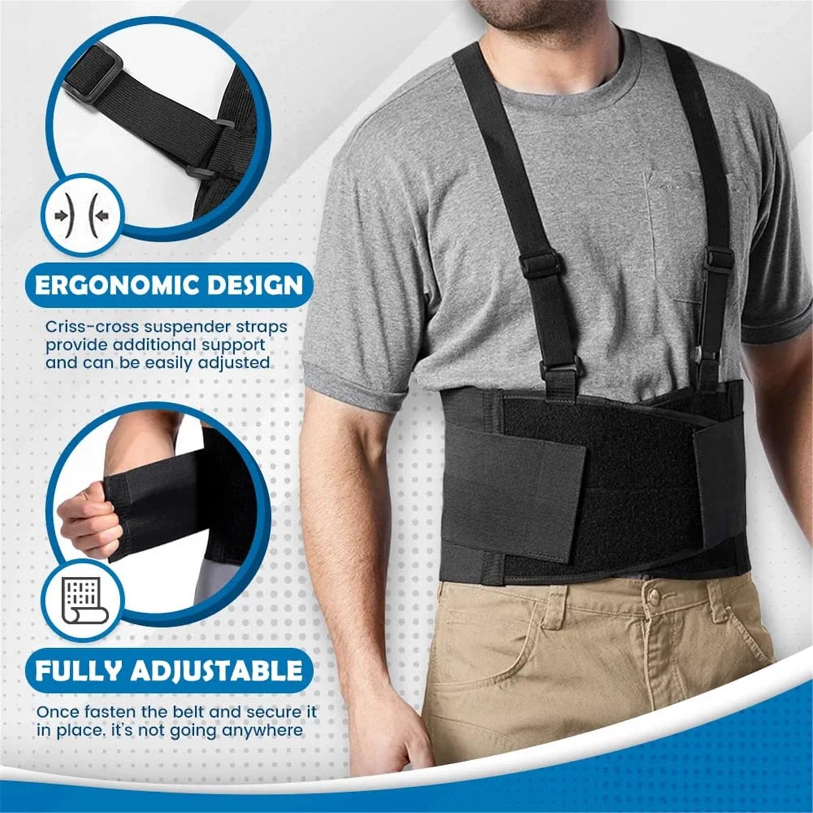 Faja Lumbar Ajustable Levantamiento De Pesas De Entrenamiento De Espalda Baja Cintura Cinturón De Apoyo Correas De Soporte Lumbar para Ejercicios De Fitness(L)