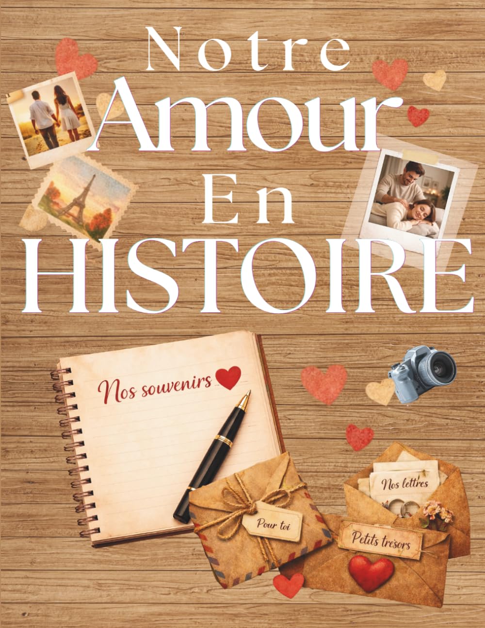 Notre amour en histoire: Le livre couple à remplir à deux — Journal de mémoire avec photos, lettres et enveloppes souvenirs | Cadeau original Saint-Valentin, anniversaire, mariage