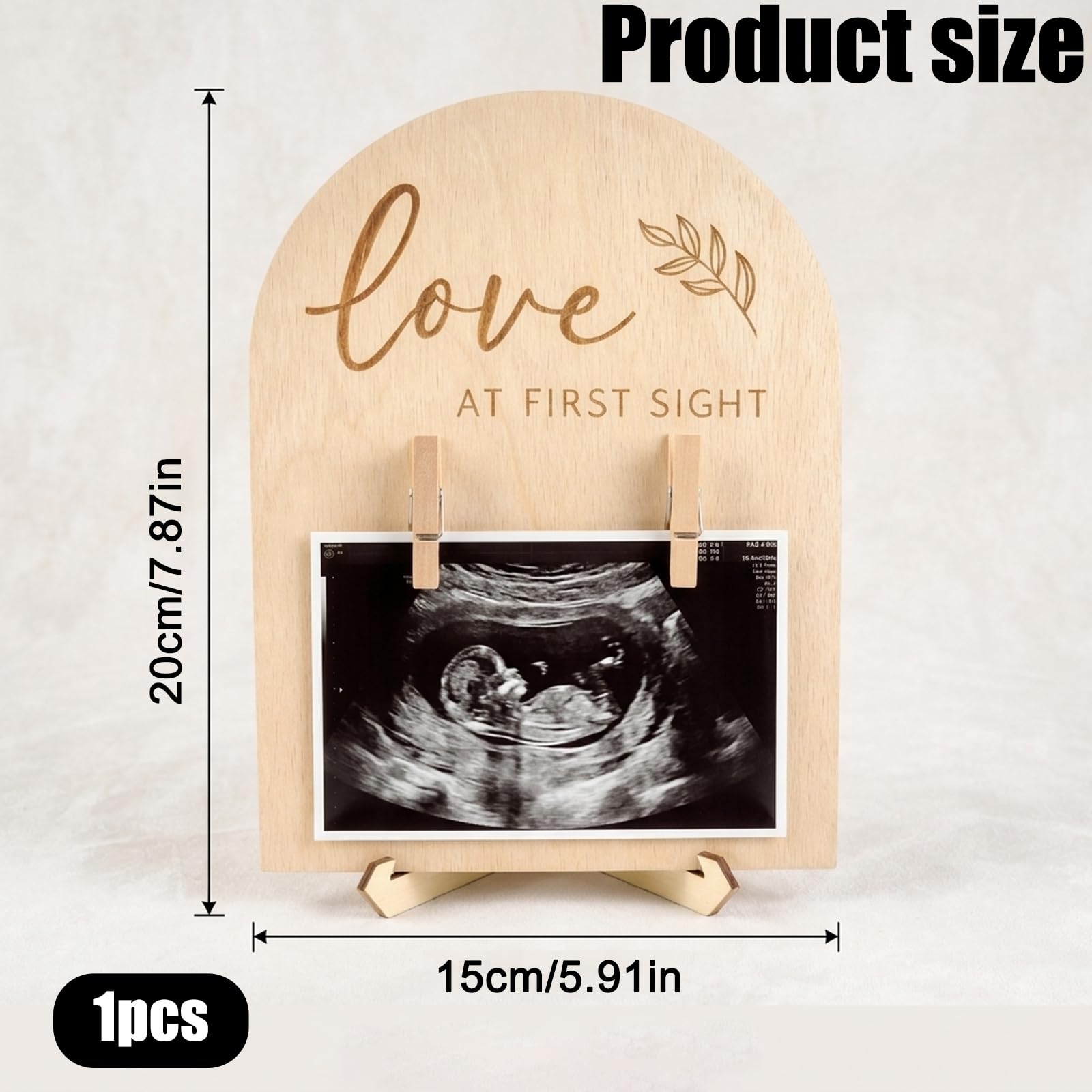 Baby Scan Photo Frames, Ultrasound Picture Frame – Wooden Baby Scan Frame with Easel & Wall Mount, Pregnancy Announcement Gift for Parents — view 2