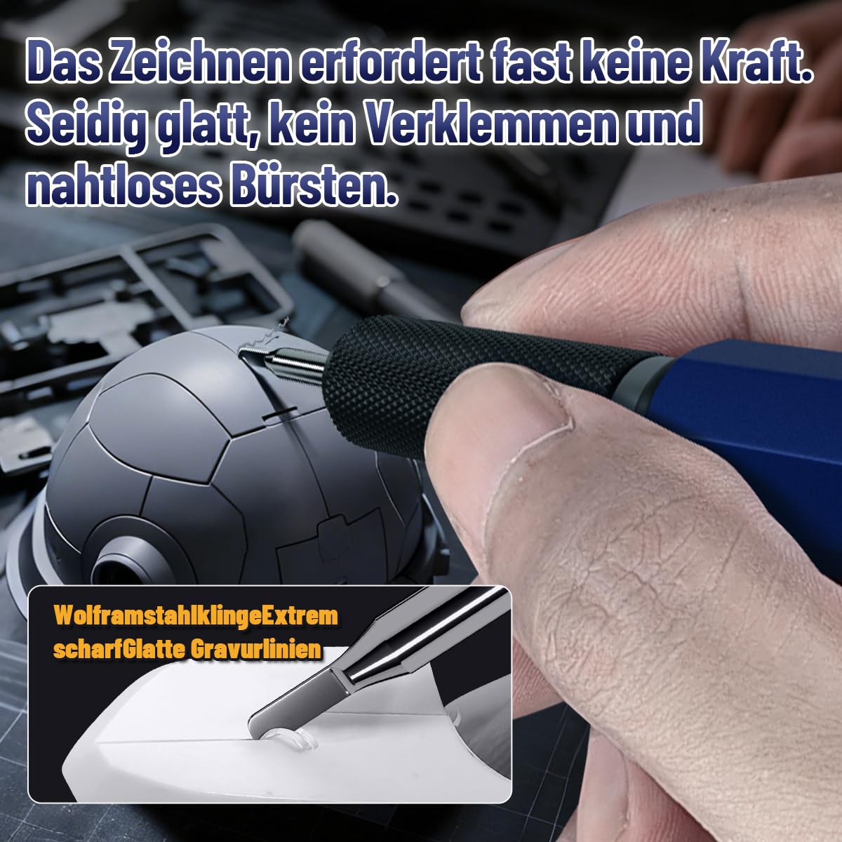 stedi Modello Scriber, lame in acciaio al tungsteno 0,15 mm, linea pannello, per modellazione hobby, modello in scala RG, kit modello Gundam, per linea di scrittura, inciso, resina, blu