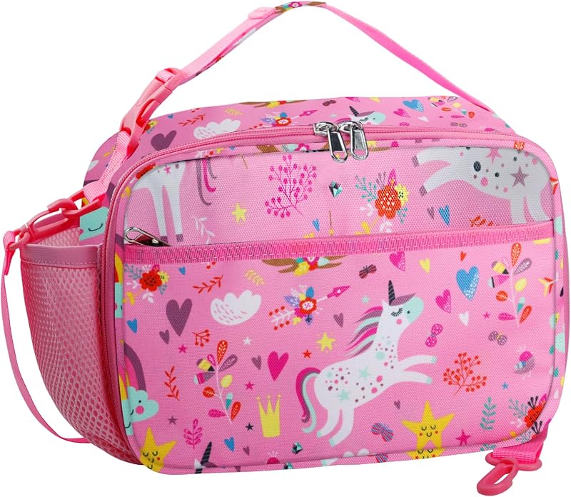 RLGPBON Bolsa de almuerzo para niños, Fiambrera aislada para niñas y niños, Bolsa de almuerzo para niños pequeños y adolescentes, Bolsas de viaje lindas para guardería escolar