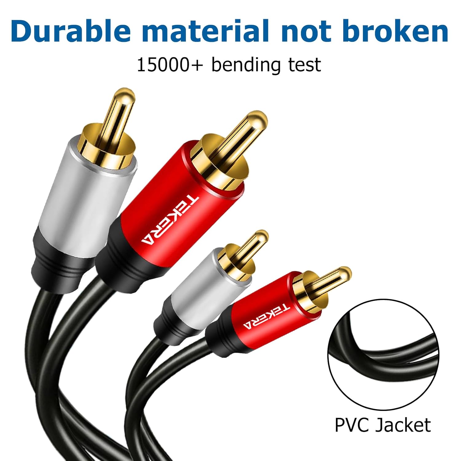 RCA Cables,TEKERA 2RCA Male to 2RCA Male Subwoofer Cables 0.5m 1m 1.8m 3m 5m 10m (0.5m)