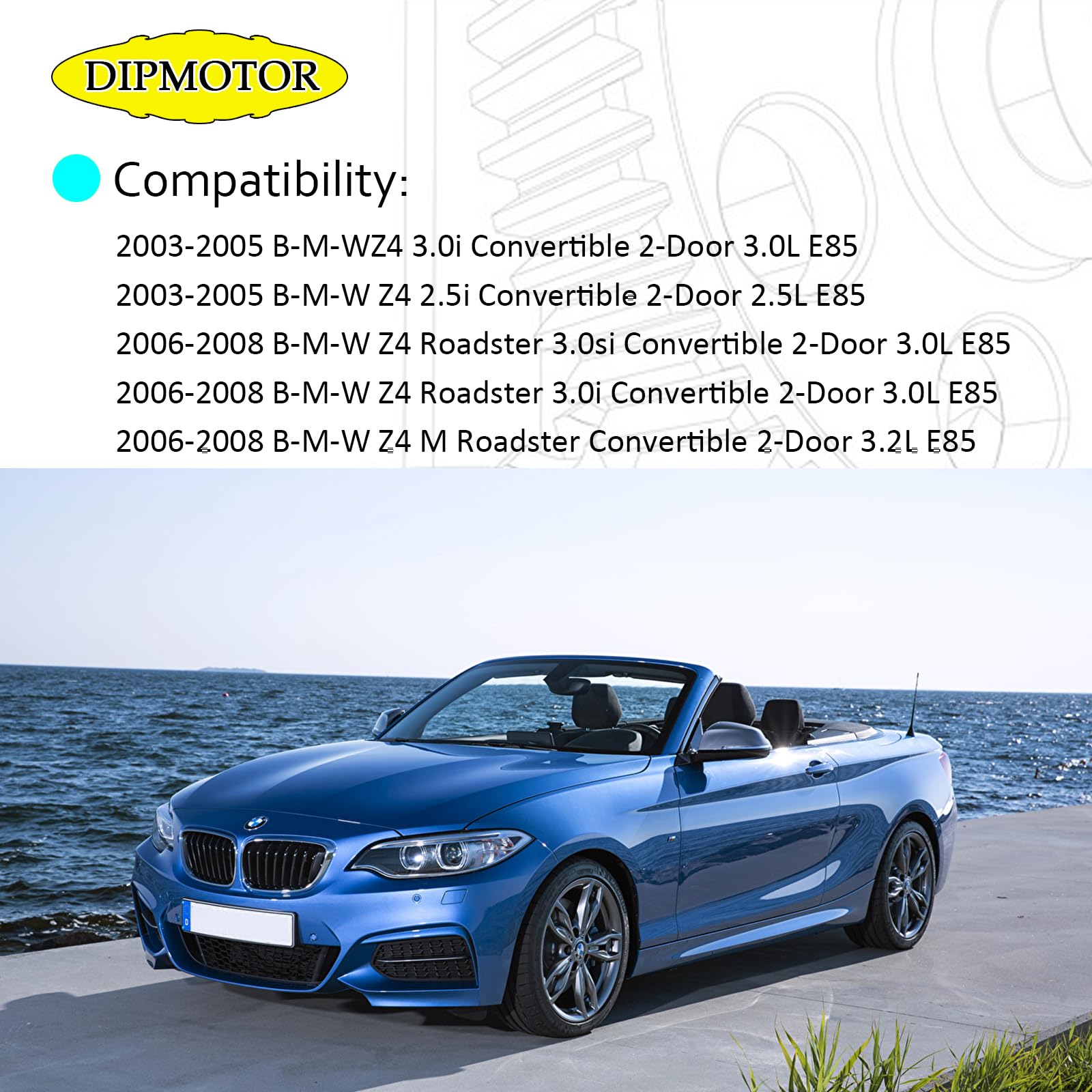 DIPMOTOR for 2003-2008 BMW Z4 E85 Convertible Top Hydraulic Roof