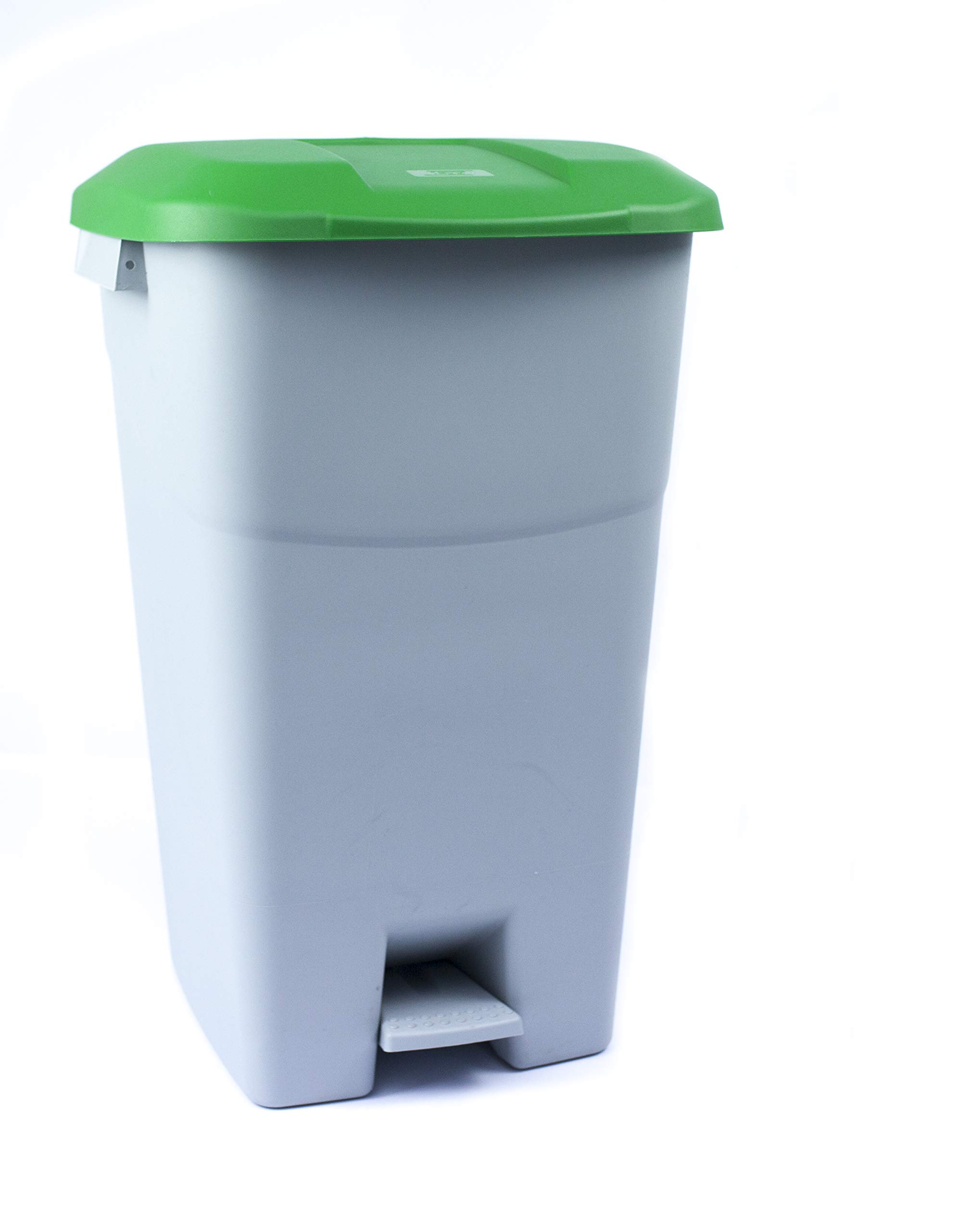 Tayg poubelle de 60 litres avec pédale, base grise et couvercle vert