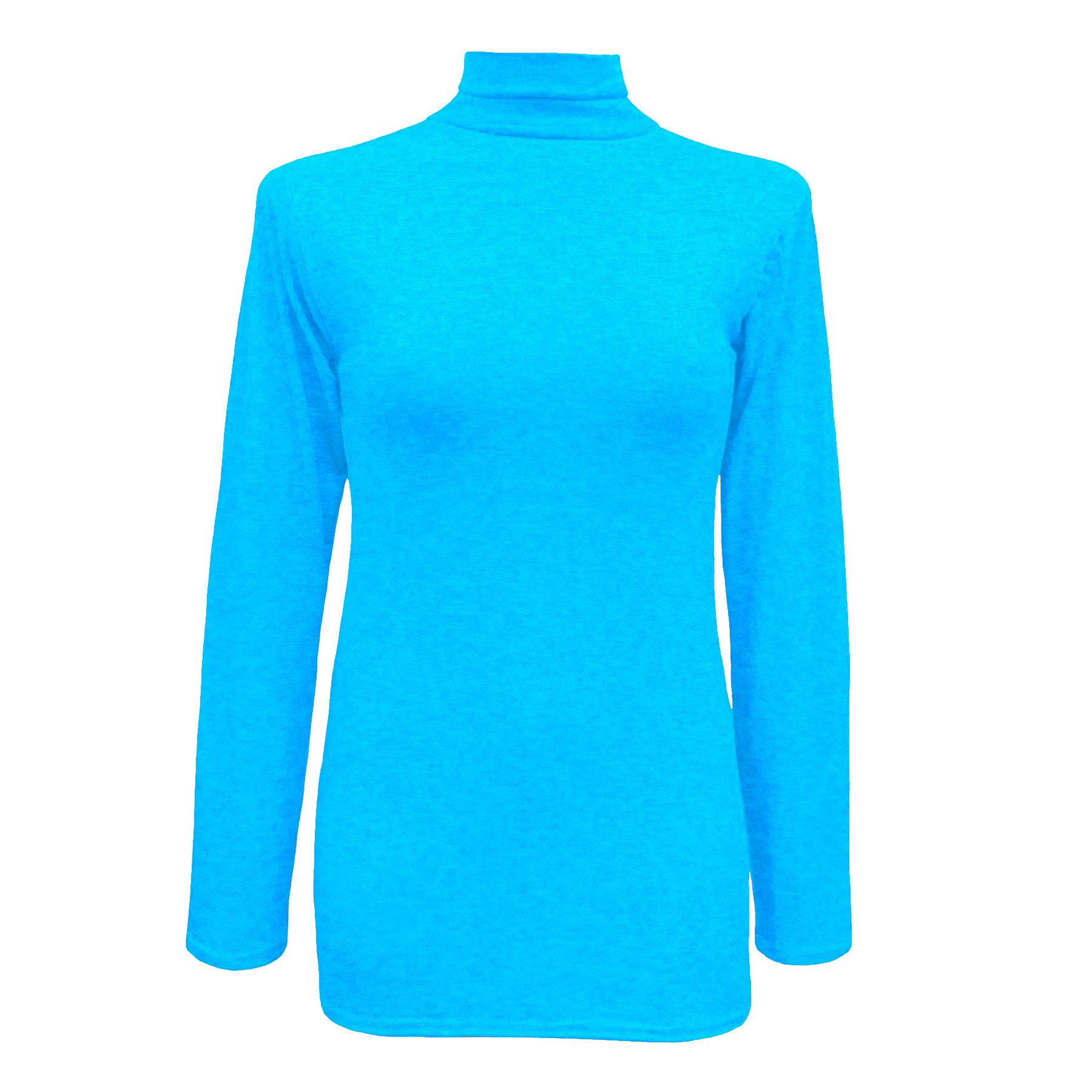 Body2body Women's Turquoise Bnwt Polo Stretch Roll Neck Long Sleeve Viscose Top 8-22