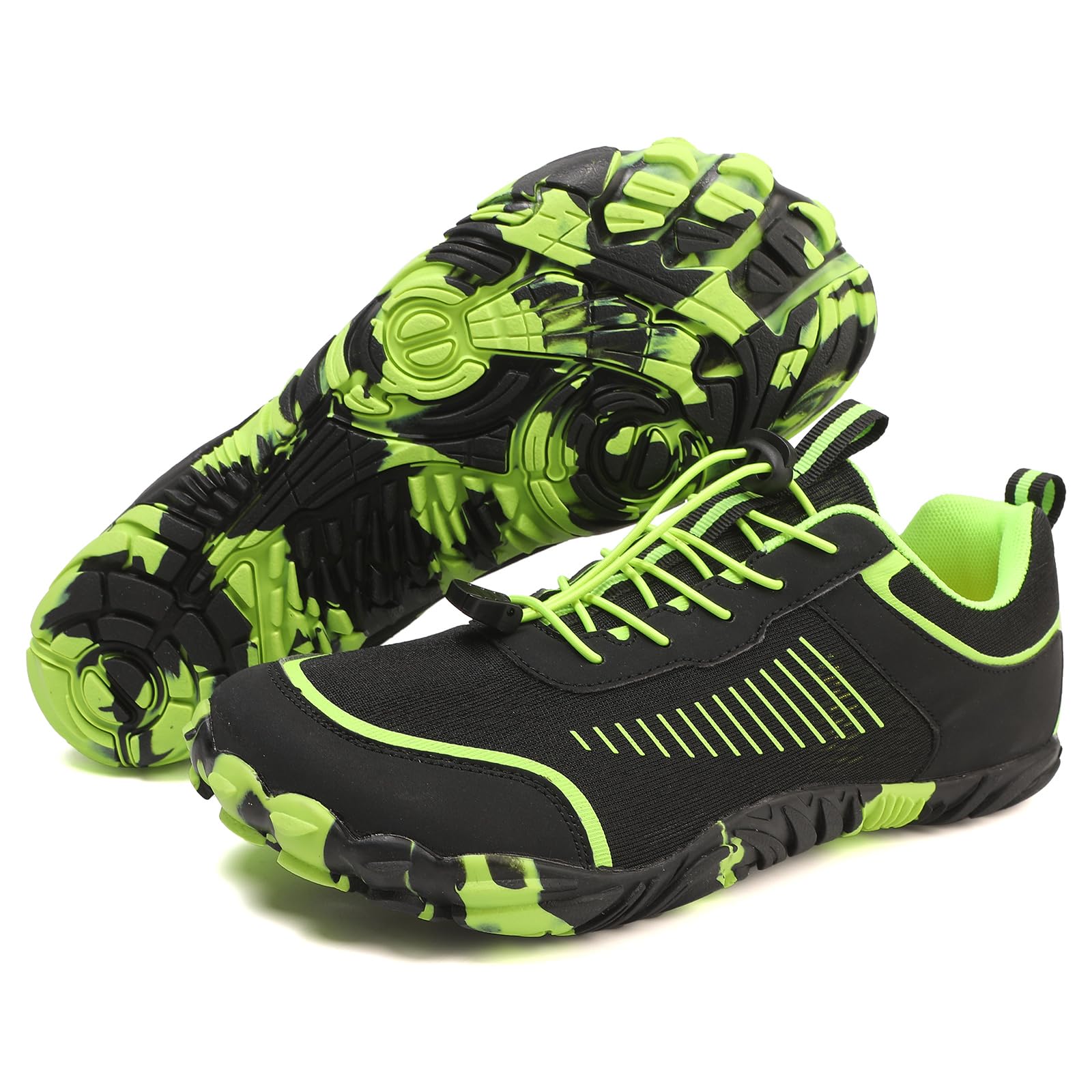 ANYUETE Water Shoes Women Men Adult Quick Dry Aqua Socks Barefoot Outdoor Essentials for Boat Hiking Beach Swim River Pool Lake Kayaking Surfing Walking Black Green Size Women 12 Men 11.5