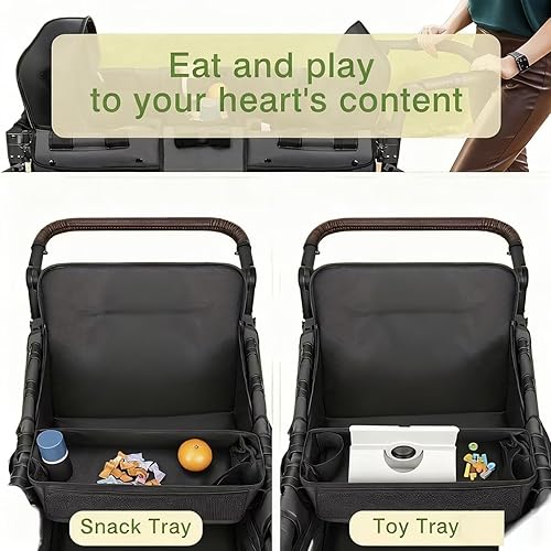 Miniatura 3 de Bandeja de aperitivos para cochecito Wonderfold W2 con portavasos antiderrames y bolsillos de malla, accesorios universales para Wonderfold W2