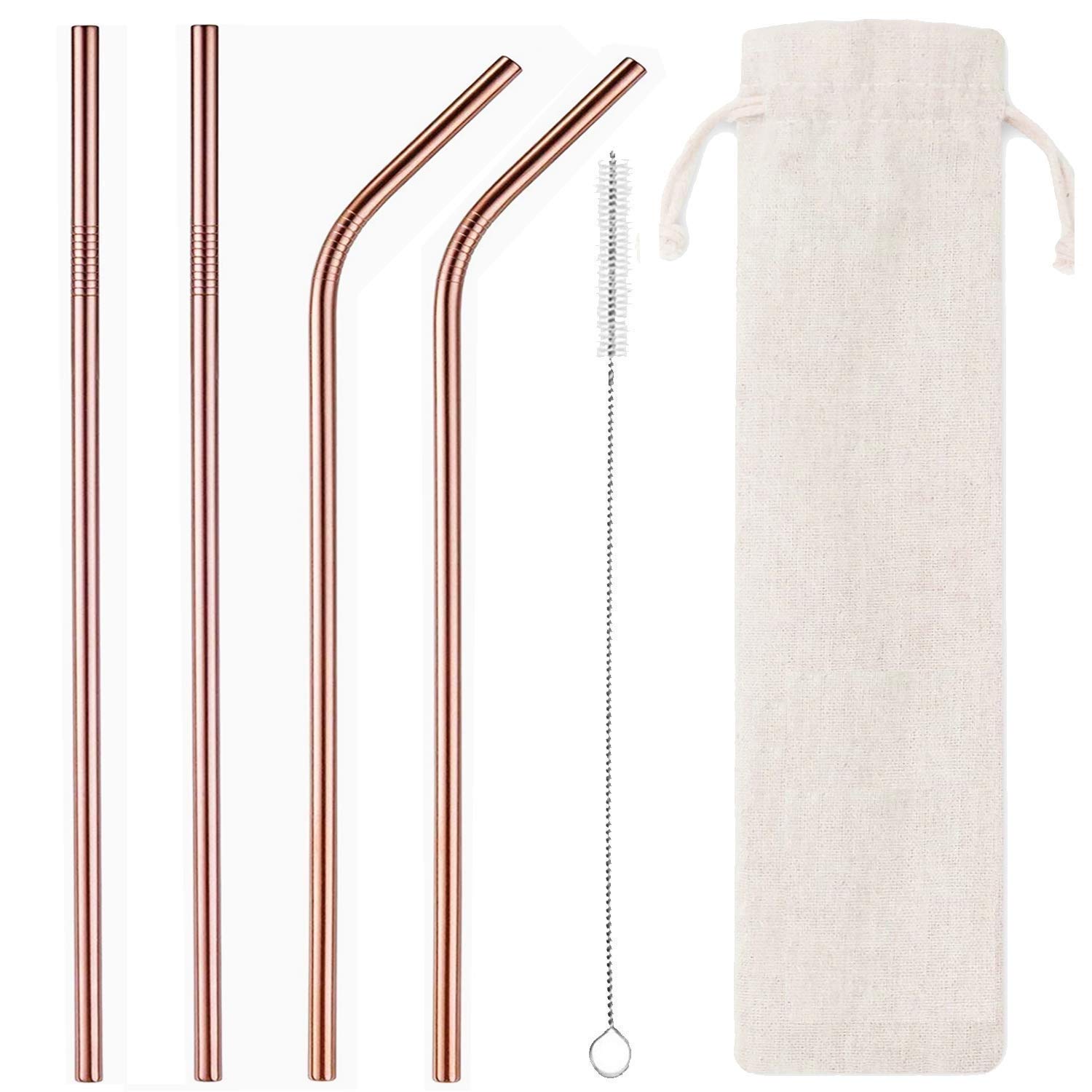 FORKLS Stainless Steel Straws Ultra Long Reusable Drinking Metal Straw for Tumblers Rumblers Cold Beverage, 8.5 Inch - Set of 4-picture-40