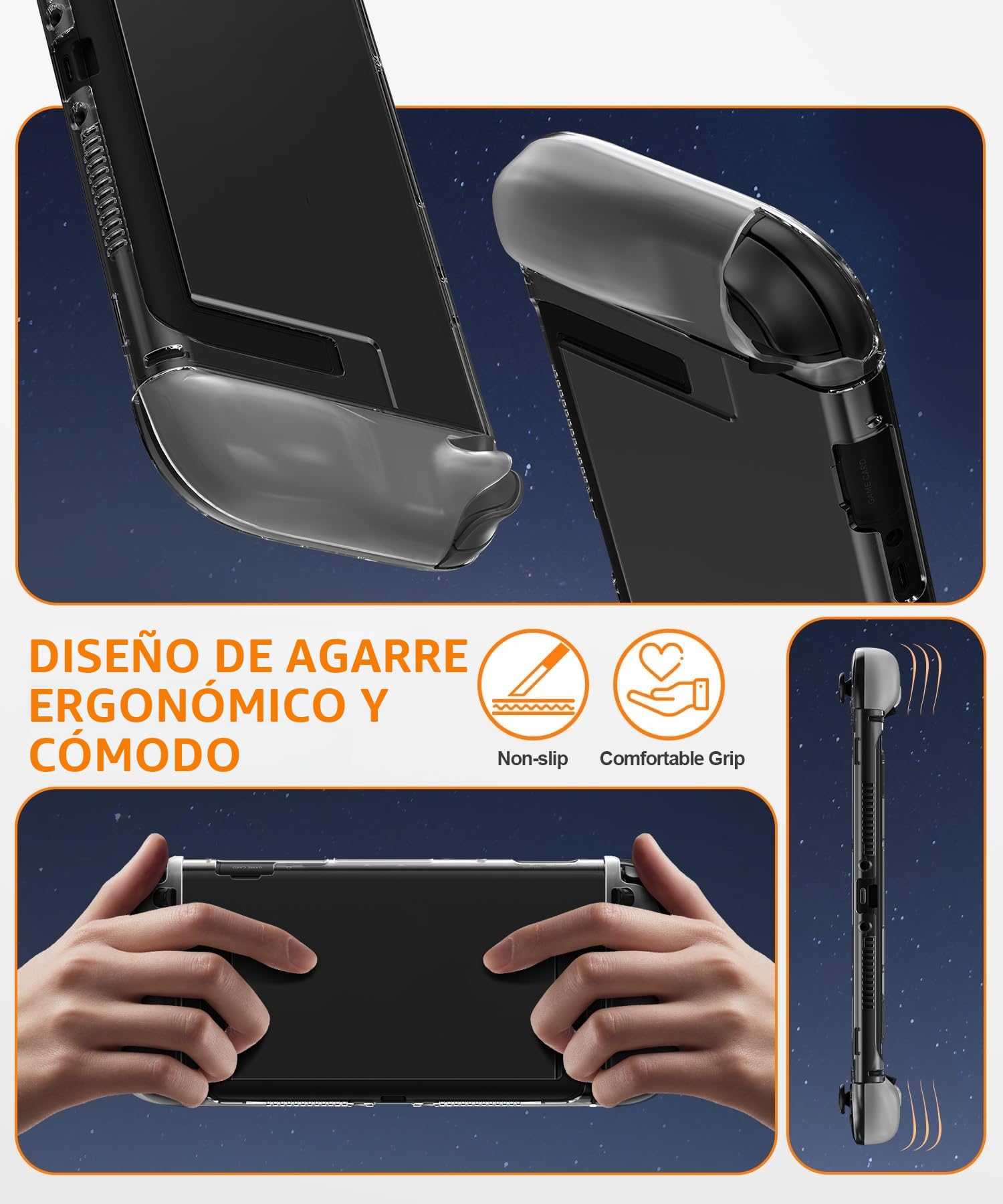 Teyomi Funda Transparente Compatible con Nintendo Switch 2, Carcasa para Nintendo Switch 2, Protector de Switch 2, Funda de TPU para Joycon, 8 Tapas para Joystick, Ergonomics, Acoplable