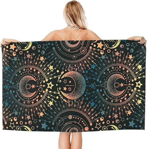 Miniatura 2 de Toalla de playa mágica de astrología mágica con luna y estrella, grande, suave, absorbente, de secado rápido, toallas de baño de gran tamaño para