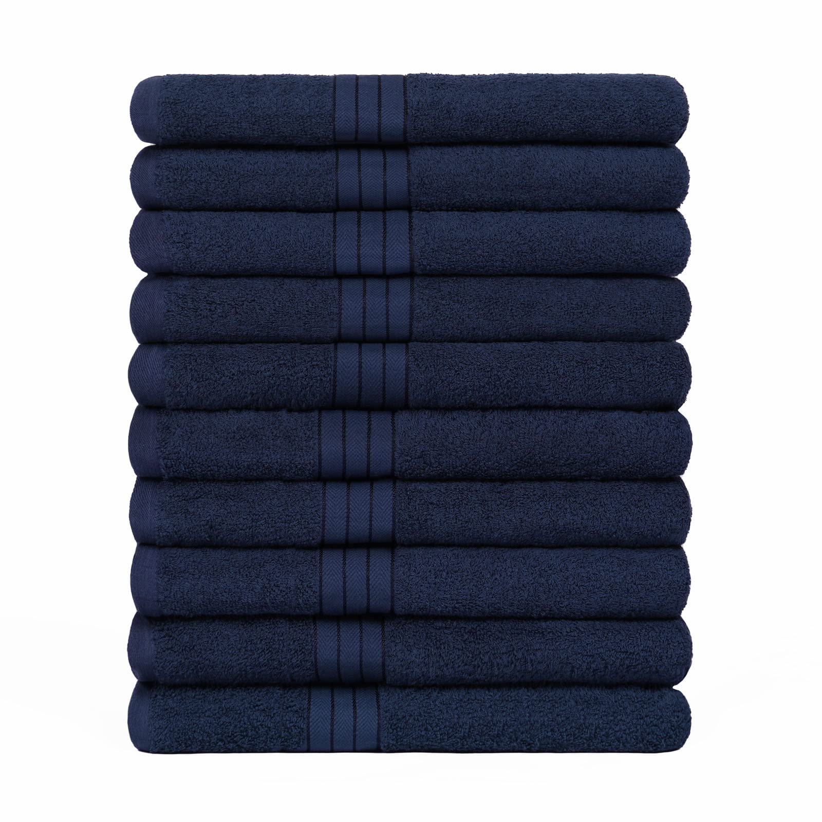 Brentfords Luxury Set of 10 Navy Blue 100% Cotton Bath Towels – Premium Quality, Super Absorbent & Quick Drying - Large Bathroom Towel - 70 x 115cm — image 1