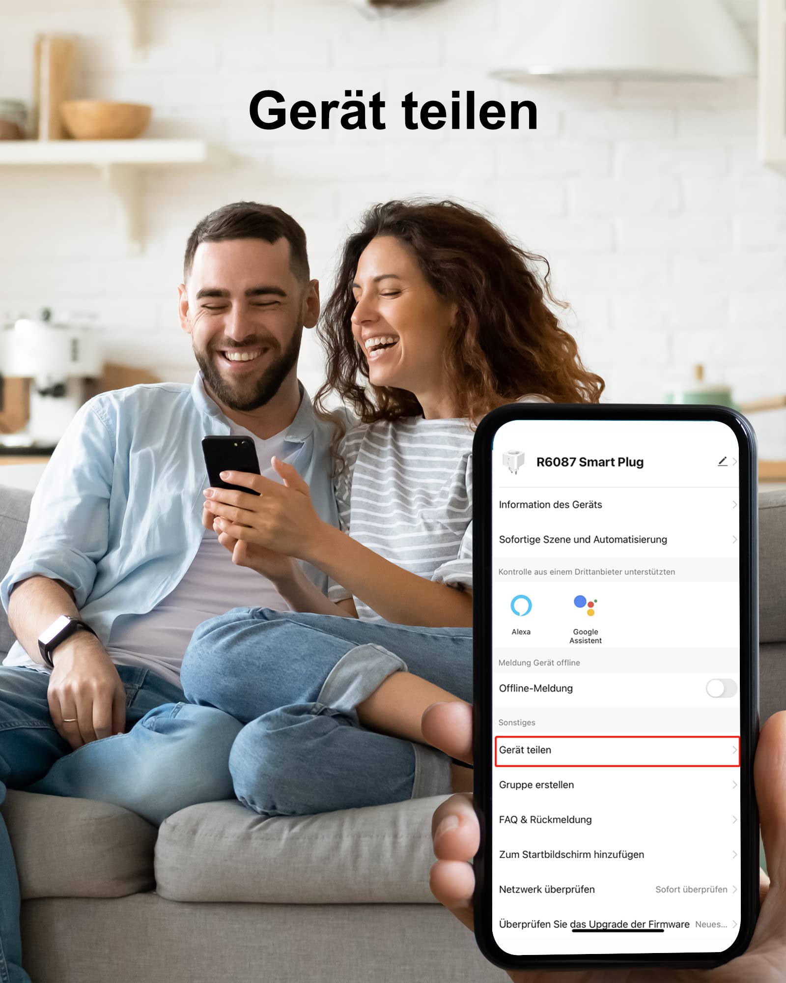 Woox Alexa Prise intelligente 16 A 3680 W avec application à distance, commande vocale avec Alexa/Google Home, minuterie, pas de hub nécessaire, certification TÜV, prise Wi-Fi