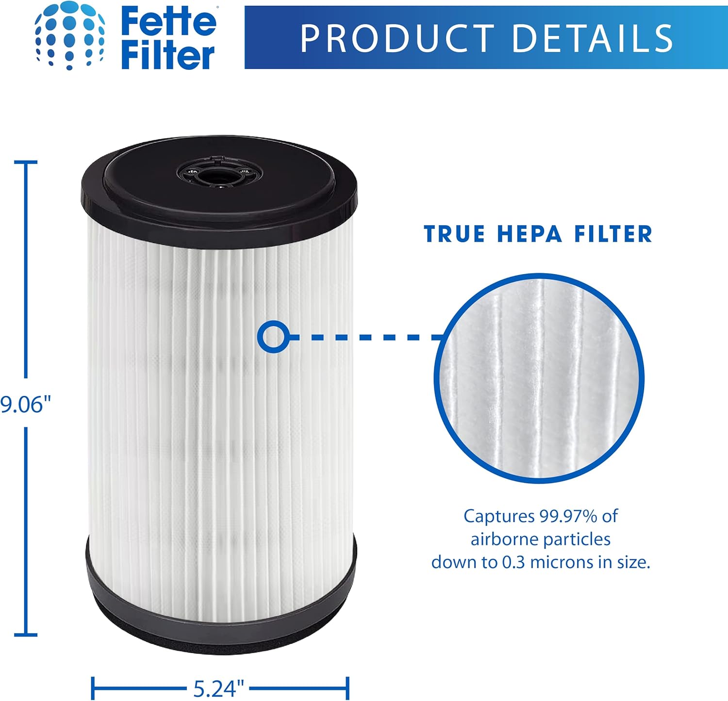 Fette Filter - Wet Dry Replacement Filter Compatible with Ryobi P770 18-Volt ONE+ 6 Gal Cordless Part # 313052002 & A32RF01N Compatible with Hoover ONEPWR BH57120 & BH57125ID Part # AH46200 2QTY
