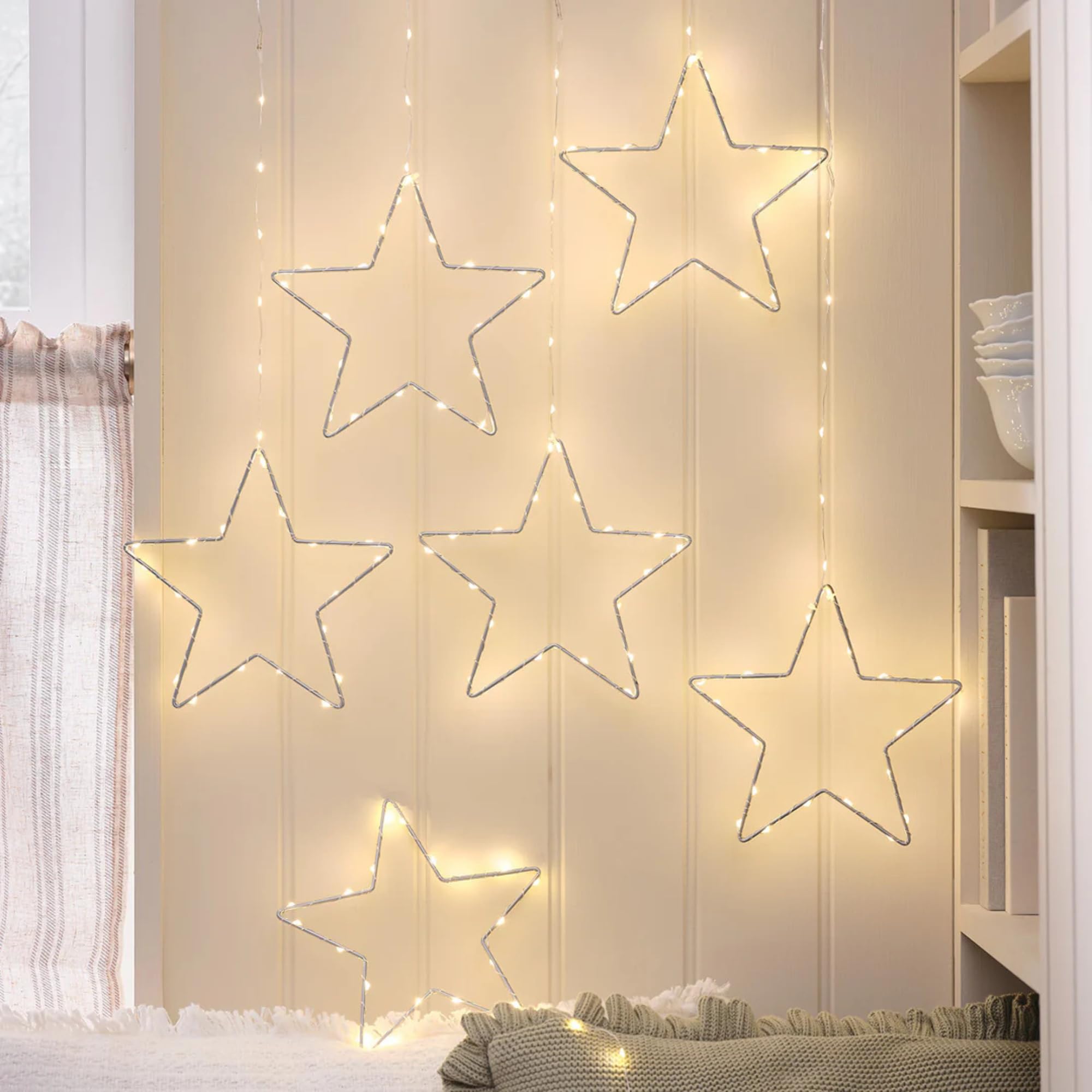 Lights4fun Set 2 x 3 Leuchtsterne | Mikro-LEDs batteriebetrieben | Stern-Dekorationen für Außen & Innen | Weihnachten Weihnachtsdeko Weihnachtsbeleuchtung Fensterdeko | 20 x 20 cm