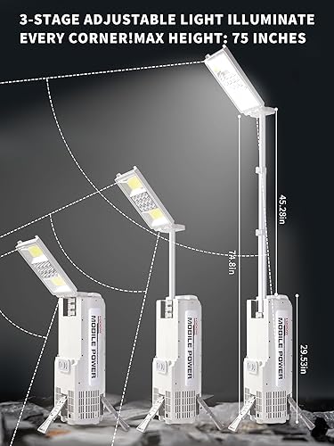 Miniatura 6 de Estación de energía portátil con luz de campamento ajustable, estación de energía de batería LiFePO4 de 1000 Wh, generador solar para respaldo del