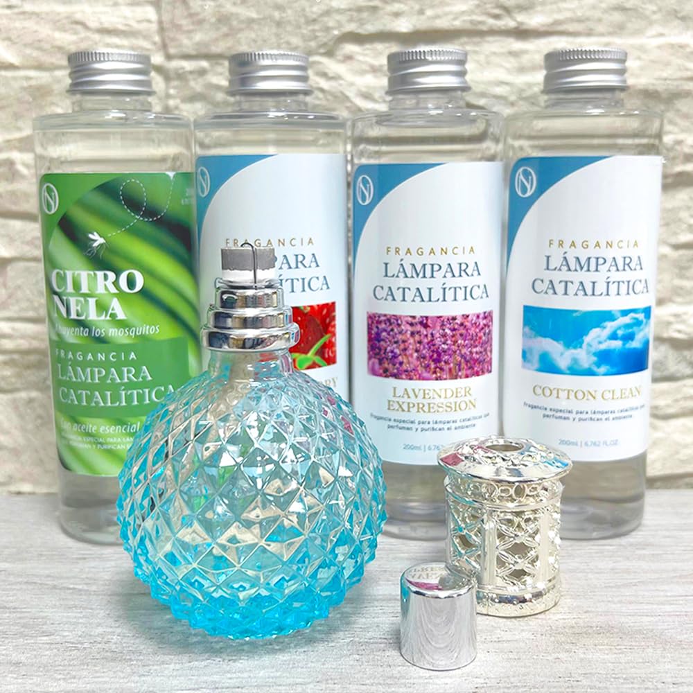 Pack Ahorro Lámpara Catalítica Blue Diamonds + Fragancia Winter Citrus (200ml) + Limpiador Neutro (200ml) + Mecha de Repuesto