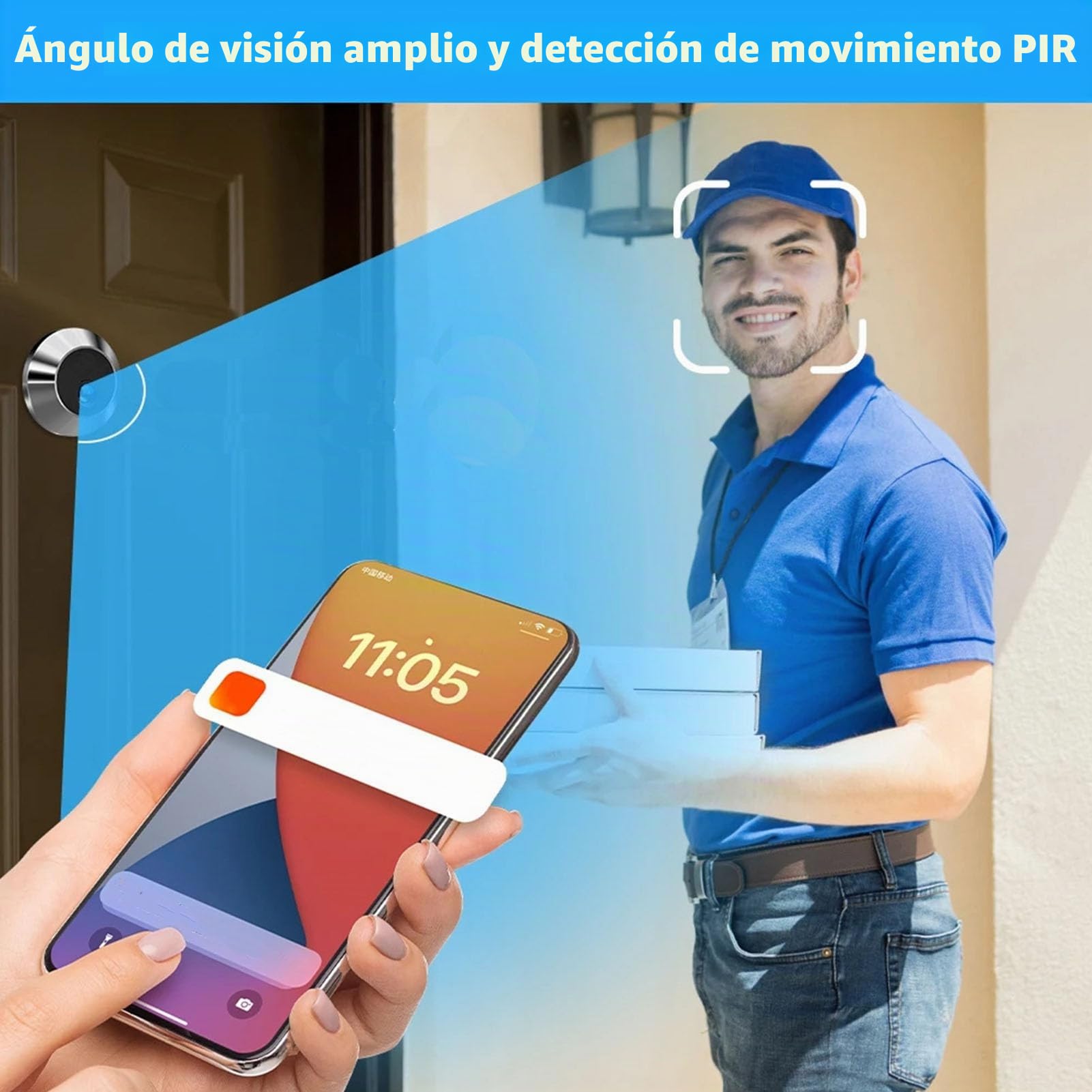 Mirilla de puerta, 1080P 5G WIFI Cámara mirilla de la puerta con 1.6mm Lente 170° Gran Angulo de Visión IR Night Vision 2 Way Talk Detección de movimiento Cámara de ojo de
