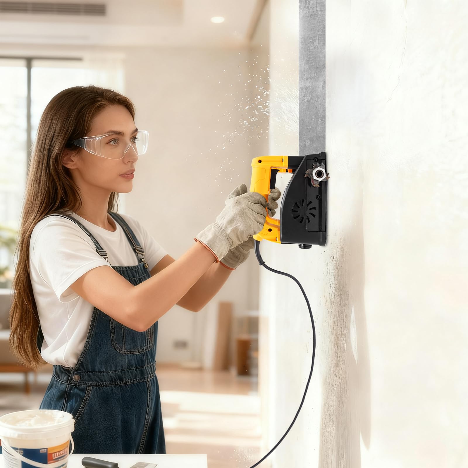 1200 W Power ręczna strugarka, profesjonalna elektryczna strugarka ścienna, przenośna strugarka walcowa z kablem, może być używana do szlifowania tynku piaskowego i ścian cementowych/szpachli