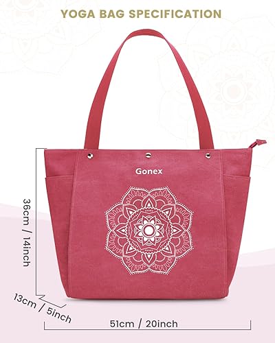 Miniatura 5 de Gonex Bolsa para esterilla de yoga, bolsa de gimnasio con múltiples bolsillos para mujeres y hombres, lona para esterilla de yoga fácil de llevar