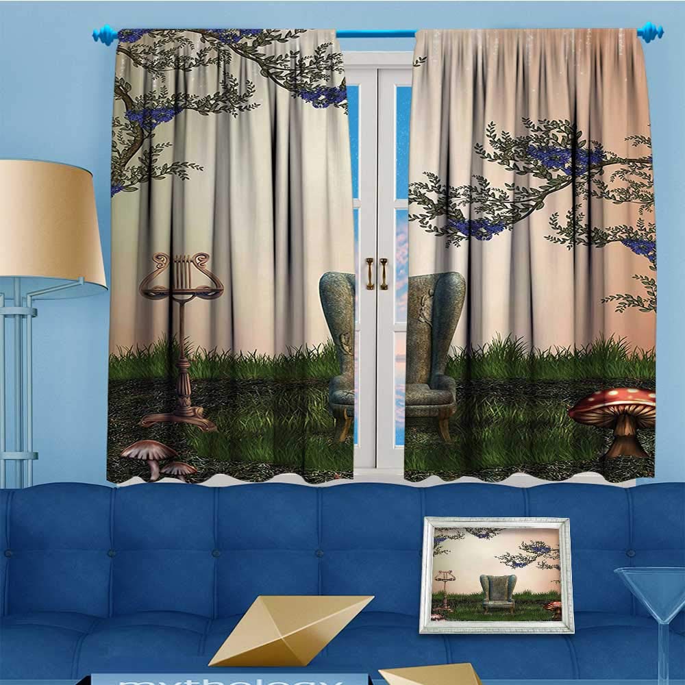 Mikihome 2 Panel Curtains Sofa Armchair Lamp in Like Backdrop Linen Window Curtains Grommet Top 63" W x 45" L