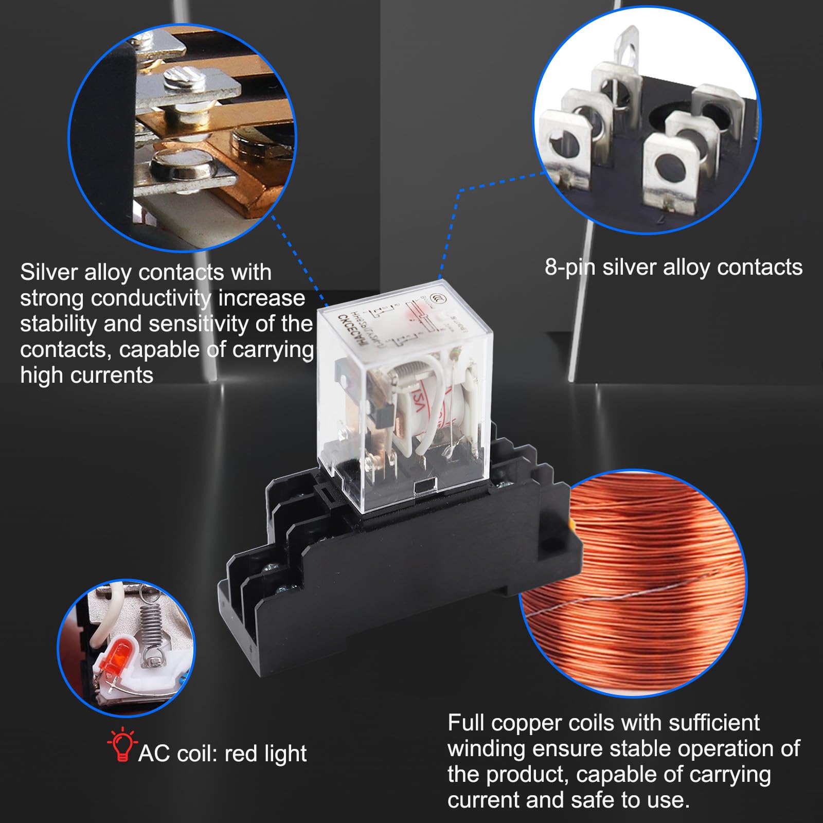 Relè a bobina di alimentazione 12 V AC/DC LY2NJ DPDT 8 Pin HH62P JQX-13F con base di presa - Alta qualità e affidabile[C048]