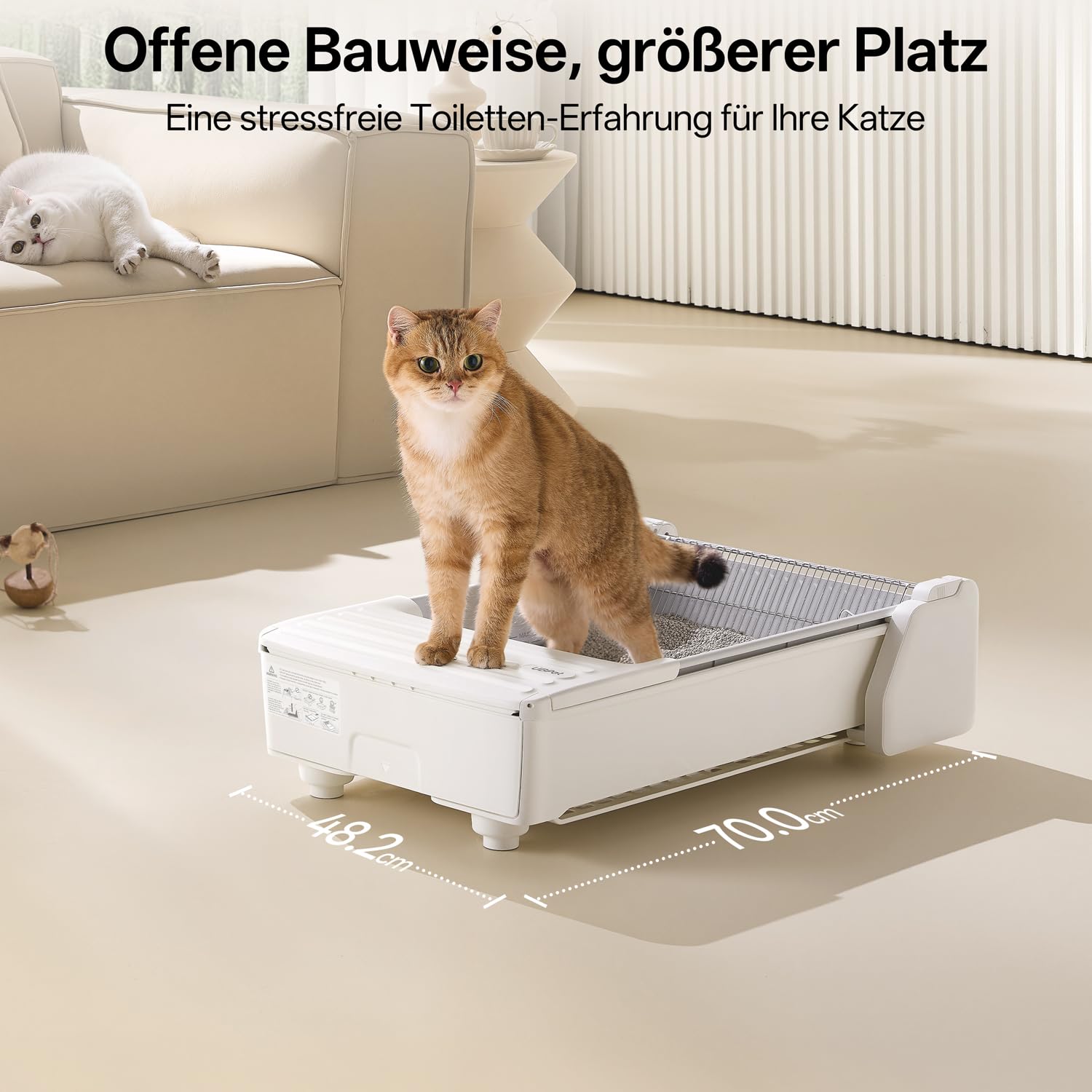 UBPET C31 Lettiera Autopulente per Gatti, Lettiera Aperta Autopulente con Controllo App, Deodorizzatore, Sistema a Doppio Rastrello, Grande Capacità, per Più Gatti