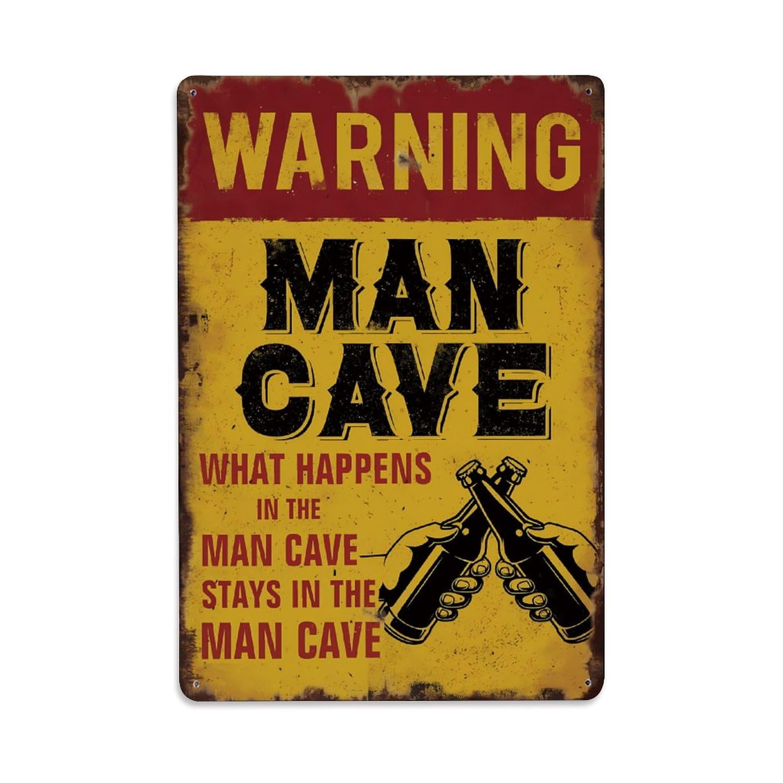 Vintage What Happens in The Man Cave Stays in The Man Cave Sign Vintage Aluminium Metal Sign, Retro Wall Decor for Home, Bar, Garage & Farmhouse 30x20cm