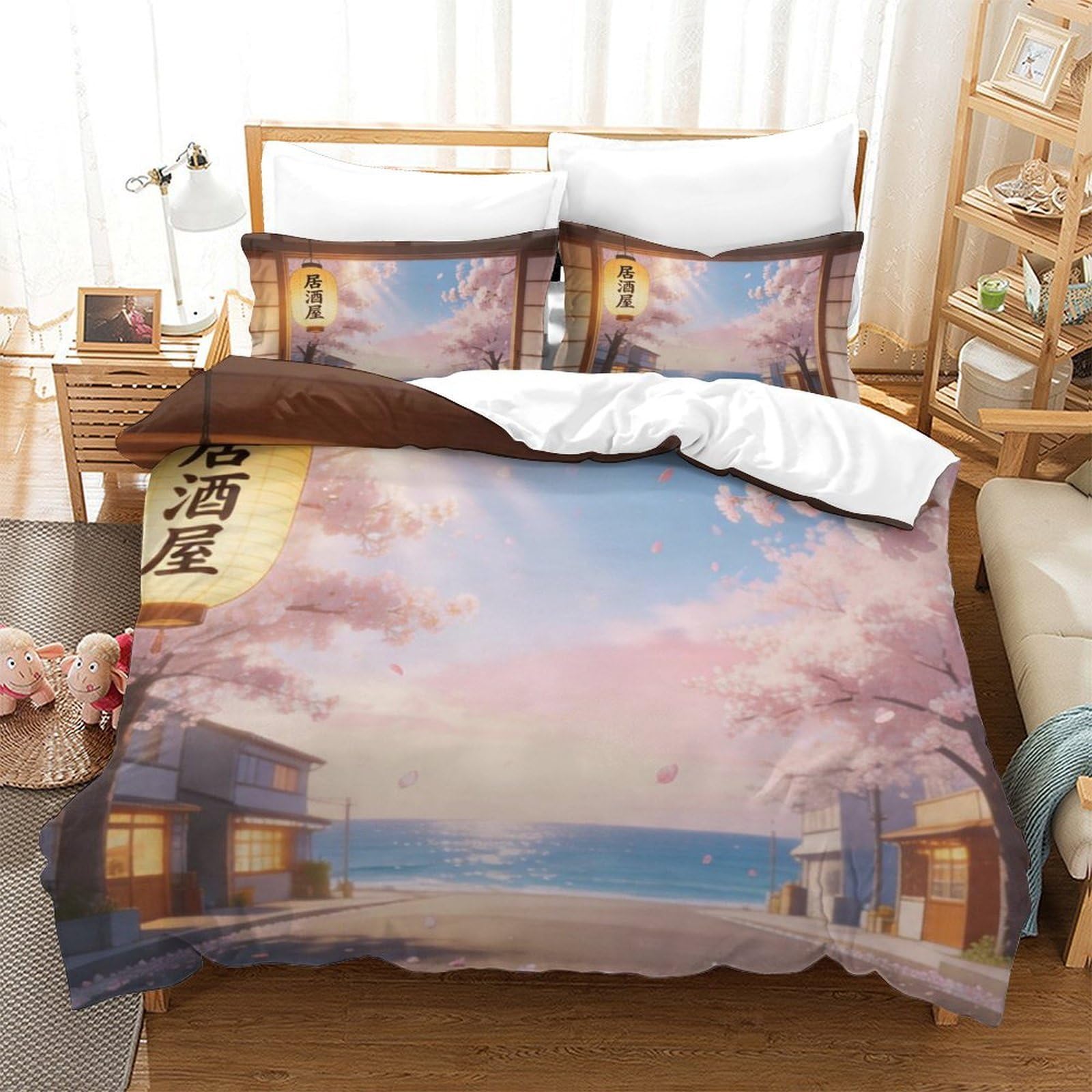 Housse de couette Sakura 3D en microfibre respirable contre la transpiration nocturne
