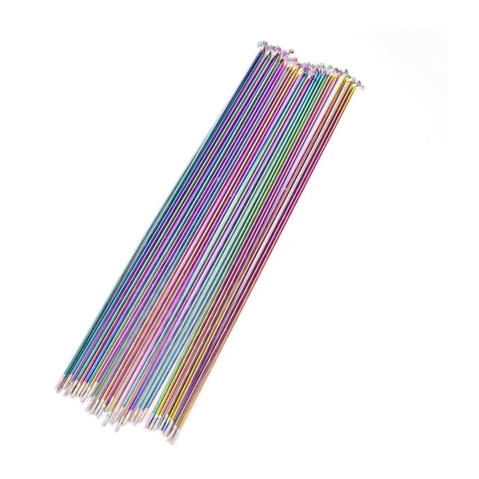 36 radios Rainbow foyBicycle – 14G de acero inoxidable colorido para bicicleta de carretera de 26/27.5/29 pulgadas, kit de actualización de rueda recta y curva en J (259-293 mm)