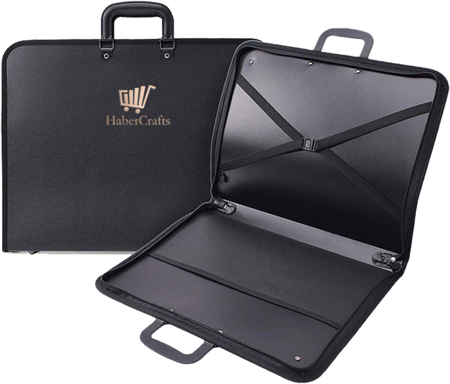 A3 Portfolio Case Art Folder Artist Presentation Carry Case Art Portfolio Carrying Strap Water Resistant Vinyl Storage Pocket Protection Zip Sketch Bag 46cm x 35cm x 3.8cm Deep (A3 Art Portfolio)