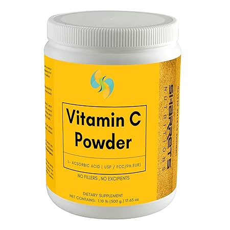 Sharrets Vitamin C L Ascorbic acid Powder supplement for men women Immunity face serum skin drinking DIY projects, 500g,