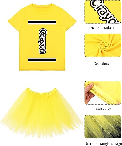 Miniatura 2 de Mepase Conjunto de disfraz de crayón, camiseta de crayón, falda tutú, gnomo, sombrero de cono, leggings para mujeres profesoras