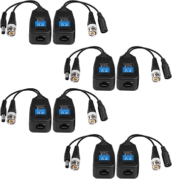 Video Balun RJ45 to BNC Transmitter AHD/CVI/TVI/CVBS 1080P Cameras for 720P/960P/1080P CCTV Security DVR Surveillance Camera System 4 Pairs