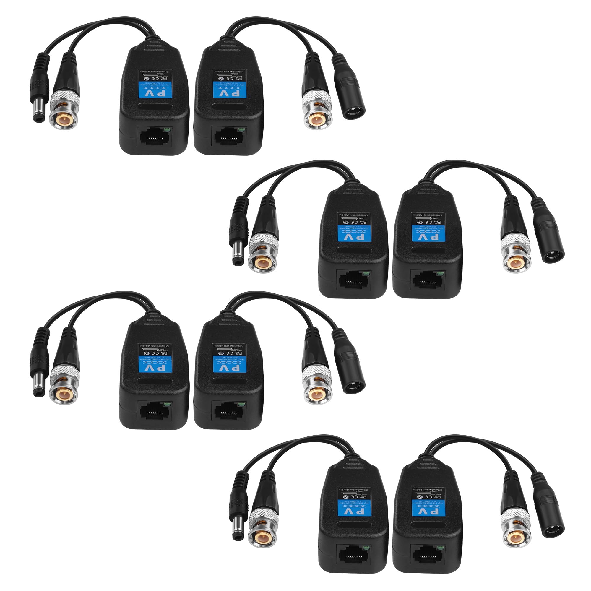 TIENFOKOTA Video Balun RJ45 to BNC Transmitter AHD/CVI/TVI/CVBS 1080P Passive Video Balun Transmitter for 720P/960P/1080P CCTV Security DVR Surveillance Camera System 4 Pairs