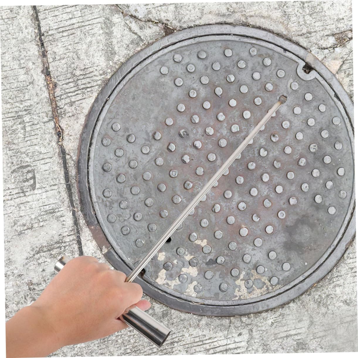 WOONEKY Chiave per Tombino in Ghisa 2pezzi Gancio in Acciaio Inox per Apri Tombini e Sollevamento Chiusini Manico a T Resistente e Sicuro per Uso Quotidiano
