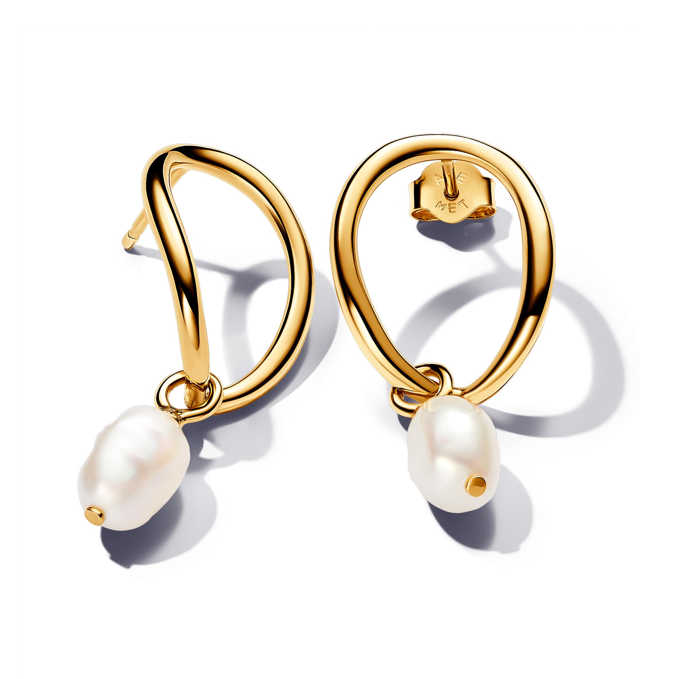 PANDORA Essence - Orecchini placcati in oro 14k con perle coltivate d’acqua dolce bianche trattate