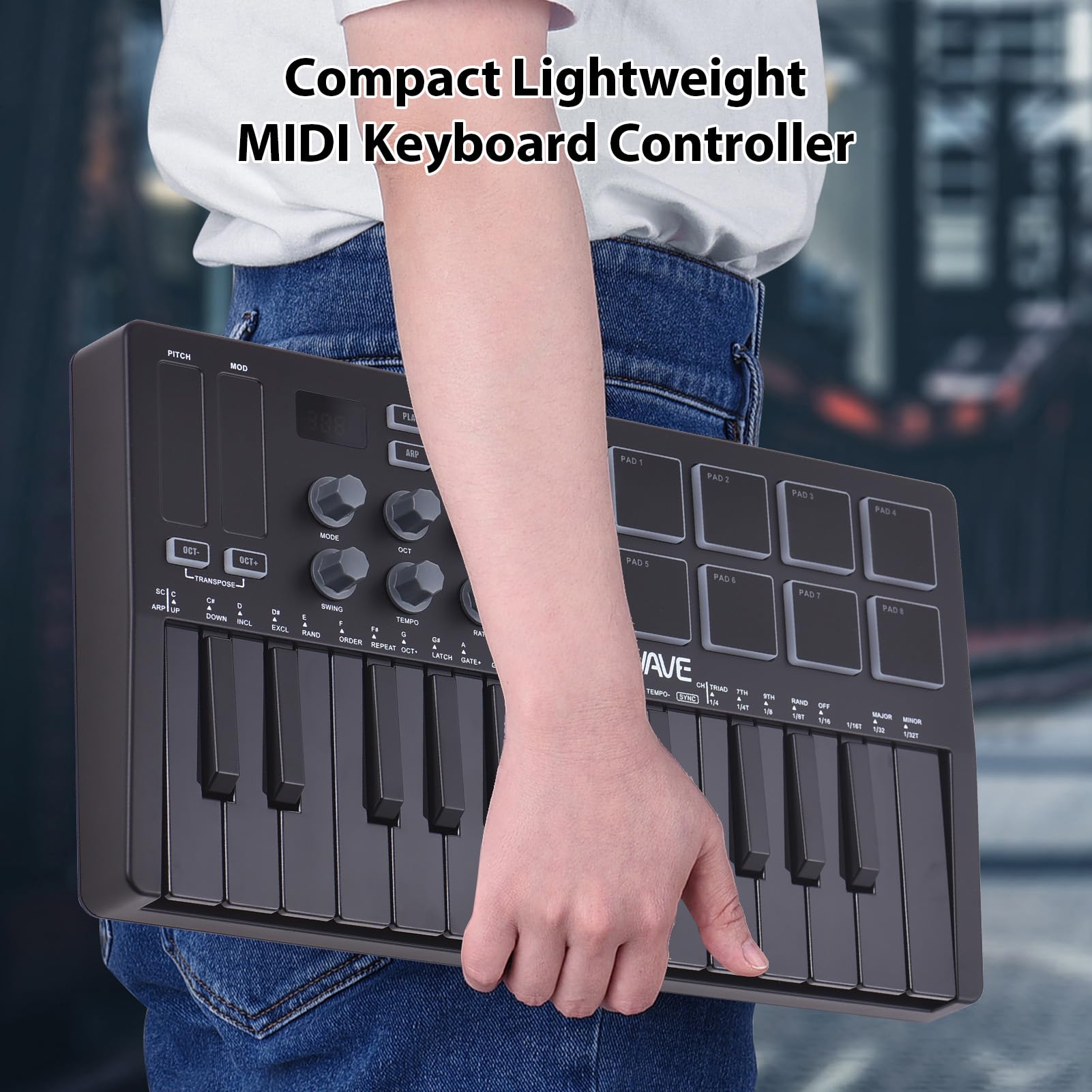 summina MIDI Keyboard Controller Beat Maker Machine Rechargeable 25 Keys MIDI Keyboard Portable Arranging Strike Pad RGB Backlight MIDI Assignable Knobs Buttons for Music Production - Image 3