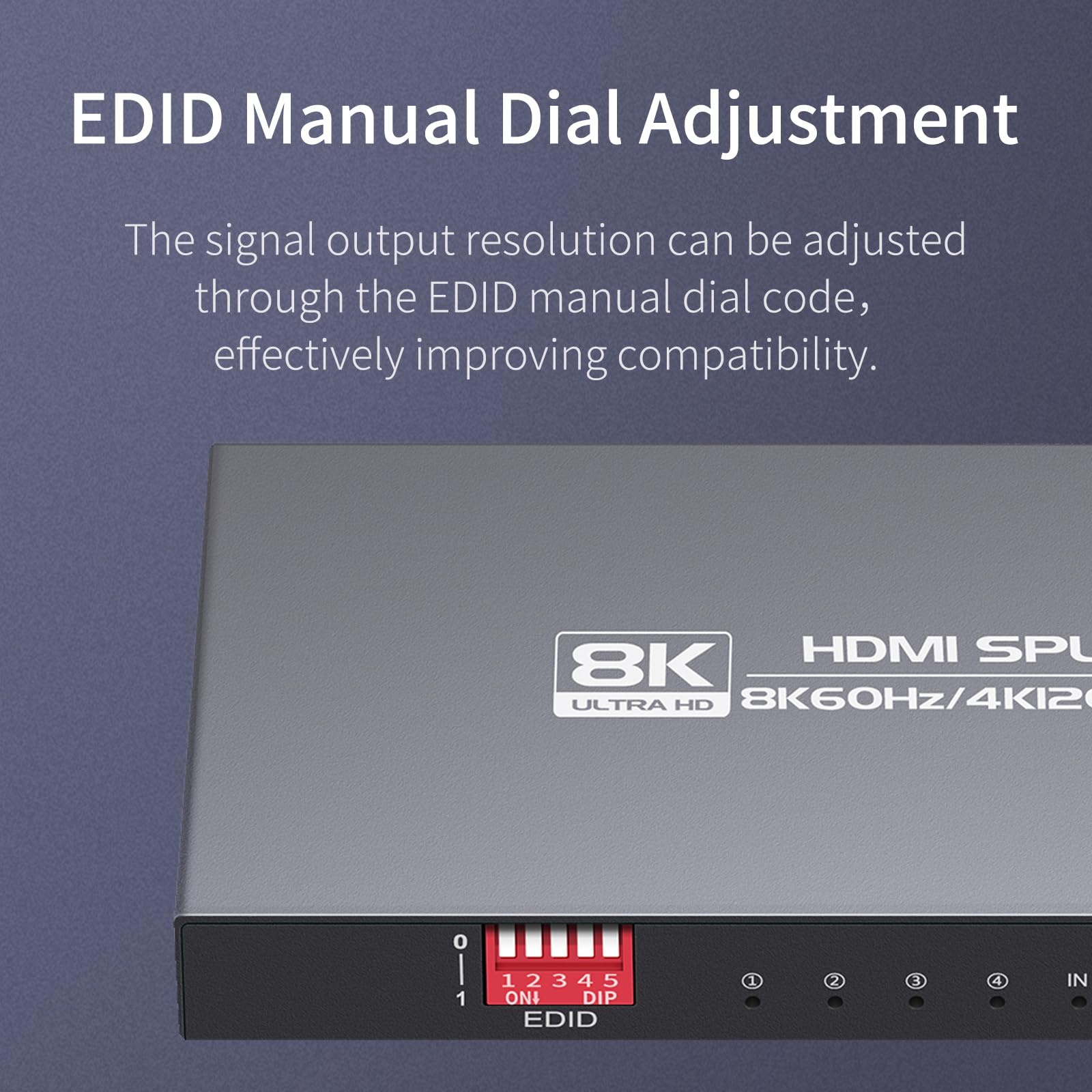 Répartiteur HDMI 8K 1x4 8K60Hz, 4K120Hz, répartiteur HDMI 2.1 1 entrée 4 sorties, mode EDID Downscaler, synchronisation Hue Light, compatible avec Xbox Series X, PS4 Pro, PS5, lecteur